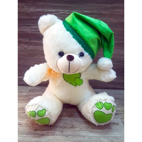 Grabadeal White 16 Inch Christmas Teddy Bear with Green Cap